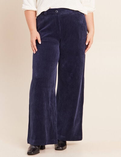 Pantalon en velours bleu marine femme