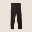 Legging 7/8&egrave;me taille bascul&eacute;e en maille marron fonc&eacute; femme