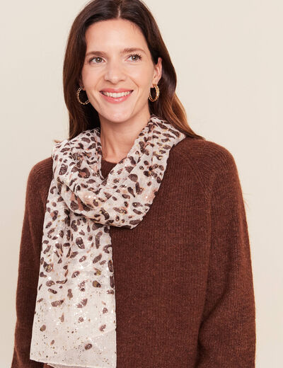 Foulard fin avec brillance ivoire femme