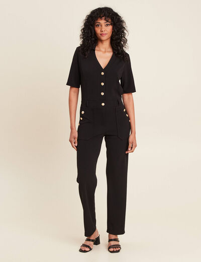 Combinaison pantalon boutons noir femme