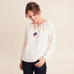 Blouse col tunisien manches longues ecru femme