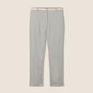 Pantalon coupe chino en lin ceintur&eacute; vert clair femme