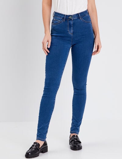 Jeans léger taille haute long denim double stone femme