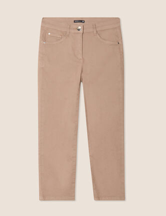 Pantacourt droit taille standard taupe femme