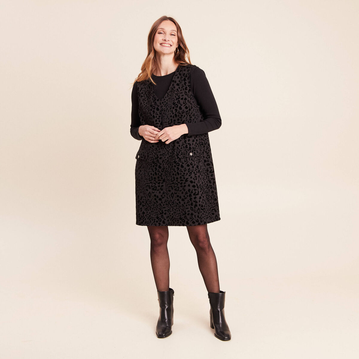 Robe chasuble noir femme