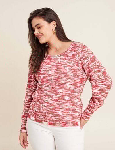 Pull manches longues rose fushia femme
