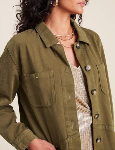 Surchemise en jean vert olive femme