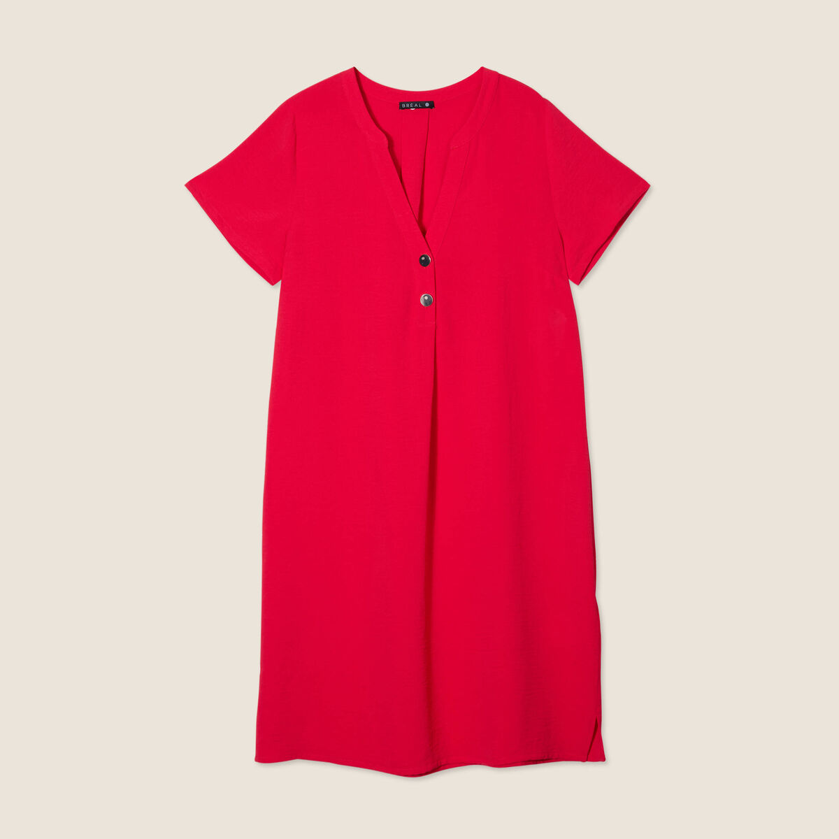 Robe droite manches courtes rouge femme