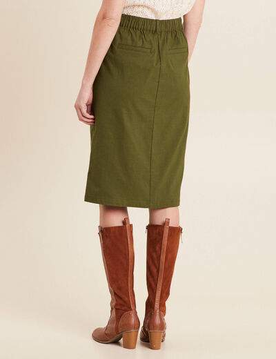 Jupe crayon vert olive femme