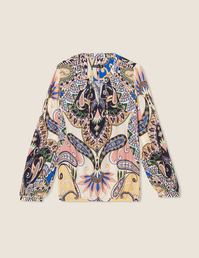 Blouse manches longues bleu femme