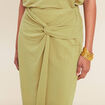 Jupe droite effet portefeuille vert olive femme