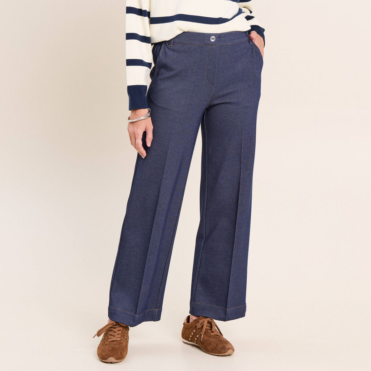 Jean large 7/8&egrave;me denim brut femme