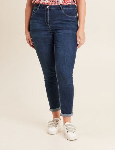 Jeans ajusté taille standard 7/8ème denim brut femme