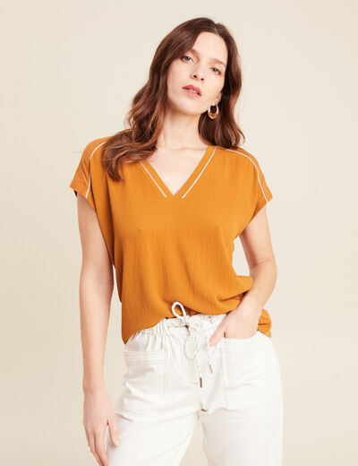 T-shirt manches courtes camel femme
