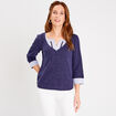 T-shirt manches 3/4 bleu marine femme