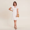 Robe droite fluide smockée ecru femme