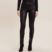 Pantalon ajusté enduit couleur bronze femme