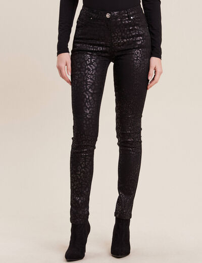 Pantalon ajusté enduit couleur bronze femme