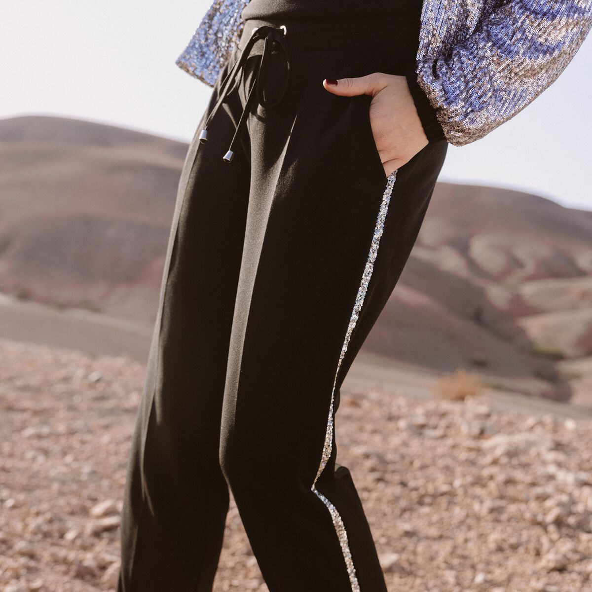 Pantalon taille standard noir femme