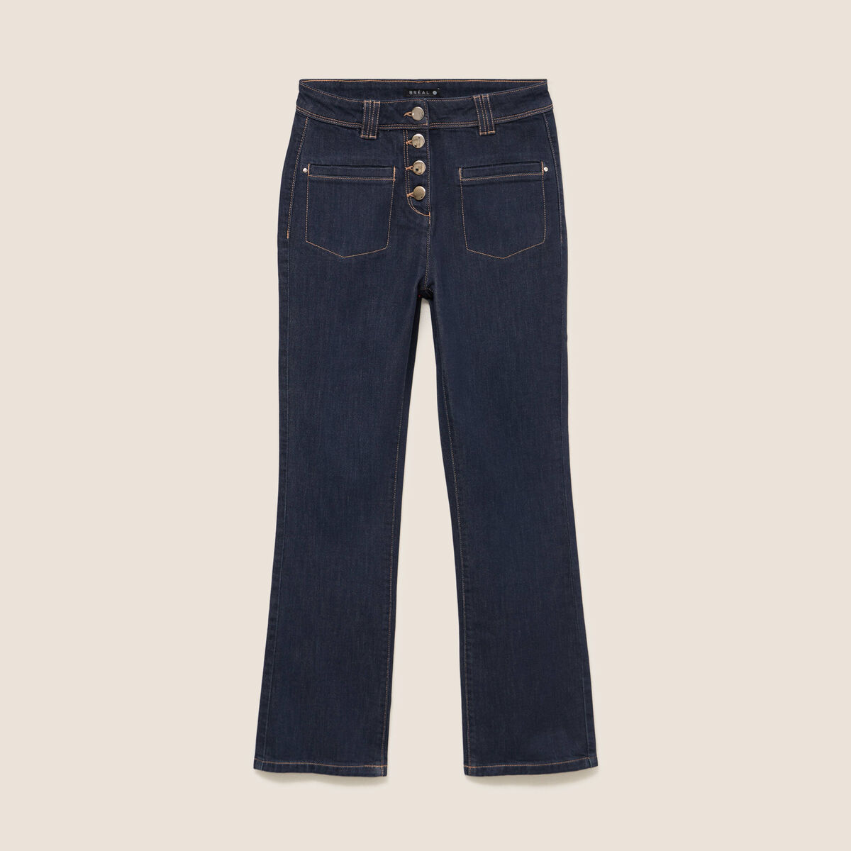 Jean raccourci coupe bootcut denim brut femme
