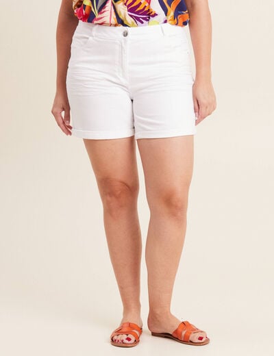 Short droit en jean blanc femme