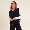 Pull sans manches &agrave; capuche bleu fonc&eacute; femme