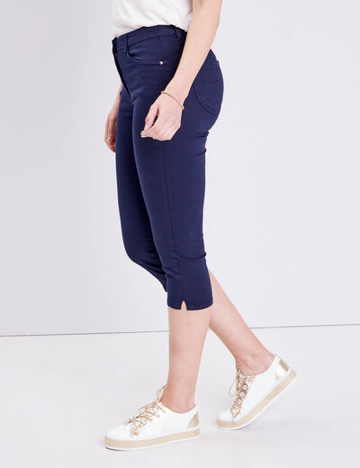 Pantacourt droit taille standard bleu marine femme
