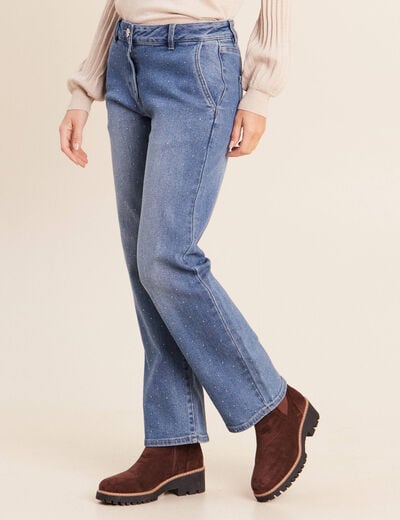 Jean avec strass denim stone femme