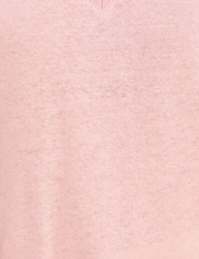 T-shirt manches courtes col en V vieux rose femme