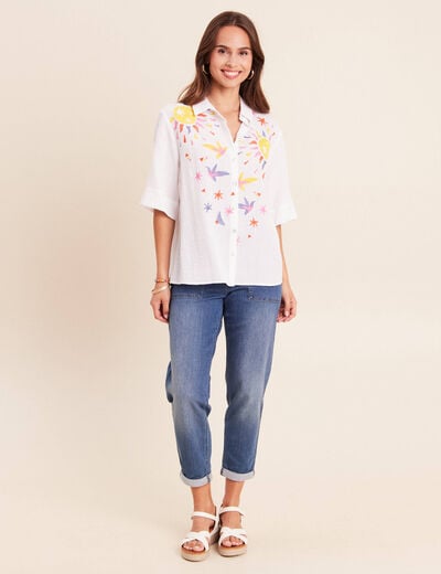 Jean coupe mom 7/8&egrave;me denim stone femme