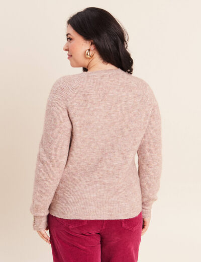 Pull col rond beige femme