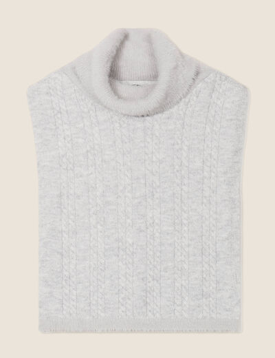 Col roulé à torsades gris clair femme