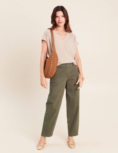 Pantalon boyfriend vert kaki femme