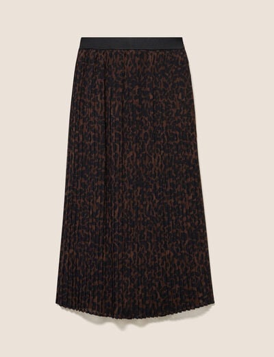 Jupe doubl&eacute;e marron femme