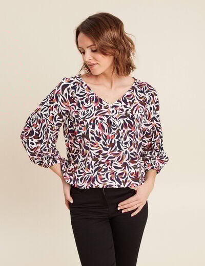 Blouse manches 3/4 rose femme
