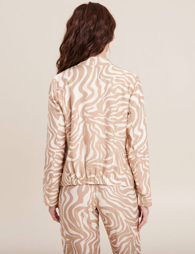 Veste droite manches longues beige femme