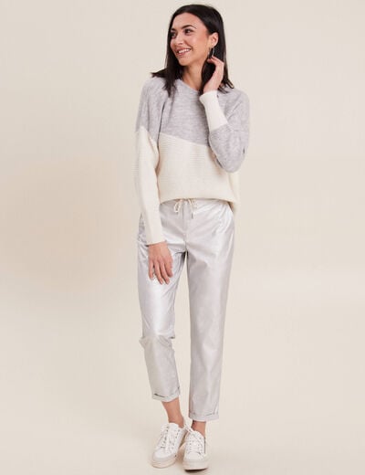 Pull manches longues gris femme