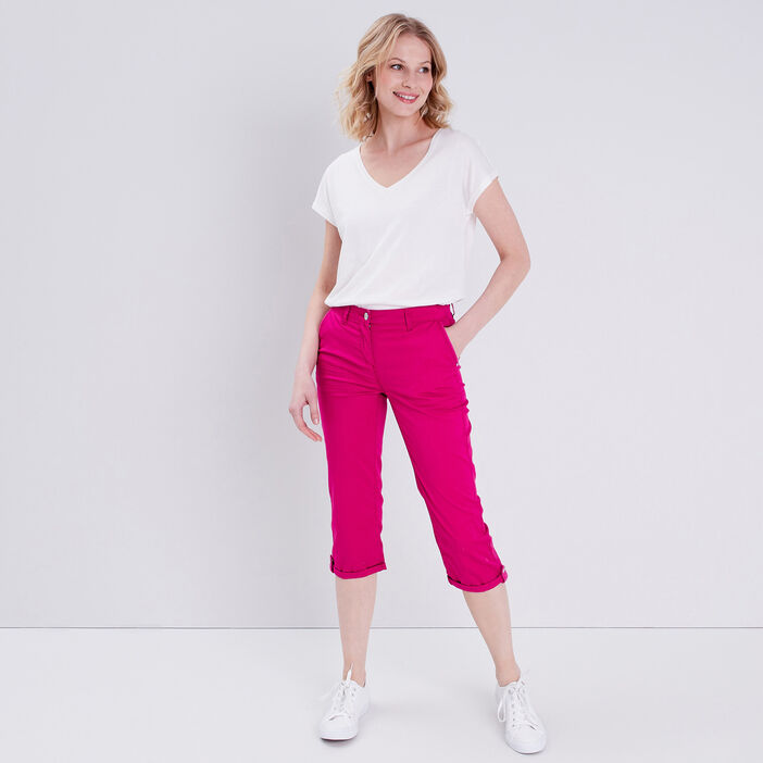 Pantacourt ajusté rose fushia femme