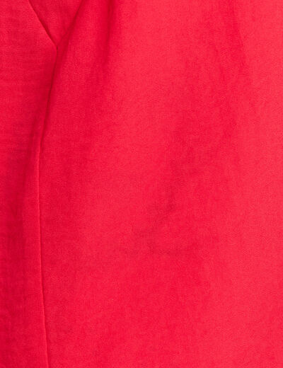 Blouse manches courtes volants rouge femme