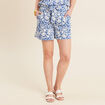 Short droit ceinturé bleu femme