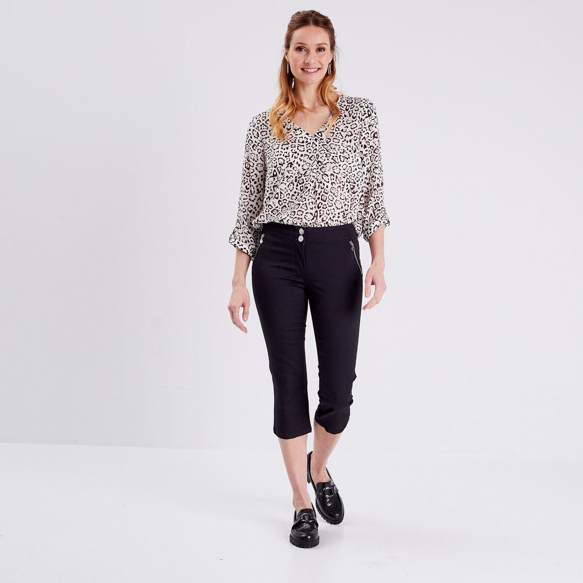 Pantacourt ajusté noir femme
