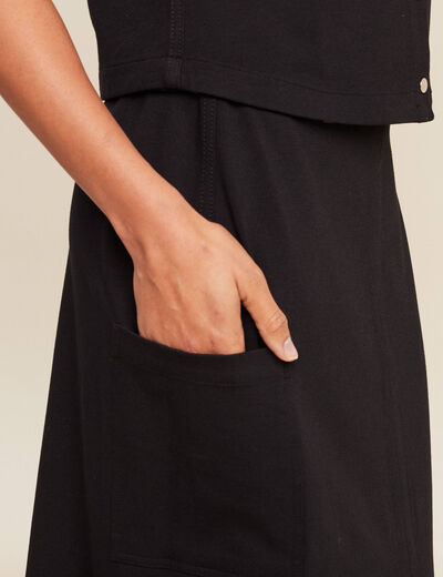 Jupe réversible midi droite fendue noir femme