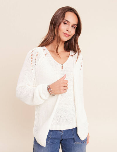 Gilet manches longues blanc femme
