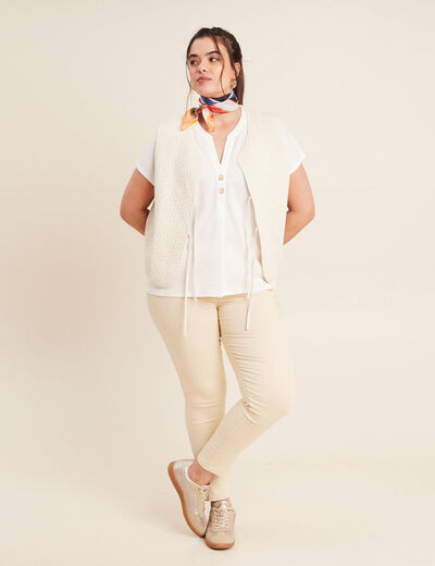 Gilet sans manches matelassé ecru femme