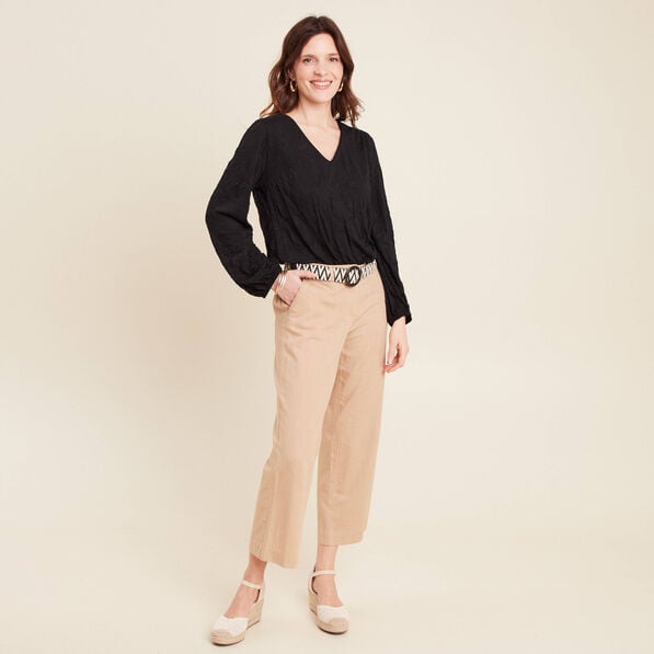 top droit col v manches longues noir femme Top droit col V manches longues noir femme