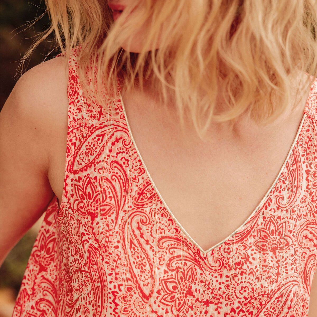 Blouse sans manches ecru femme