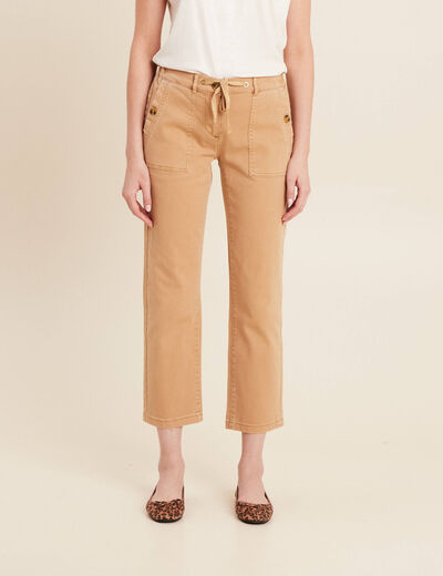 Jean ajusté 7/8ème marron clair femme