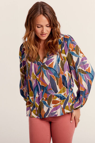 Blouse manches longues multicolore femme