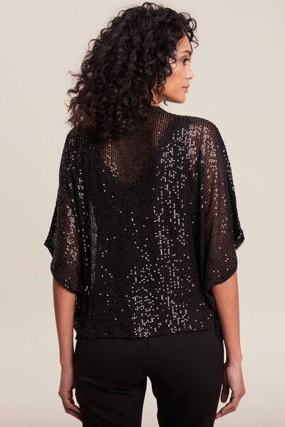Kimono à sequins noir femme