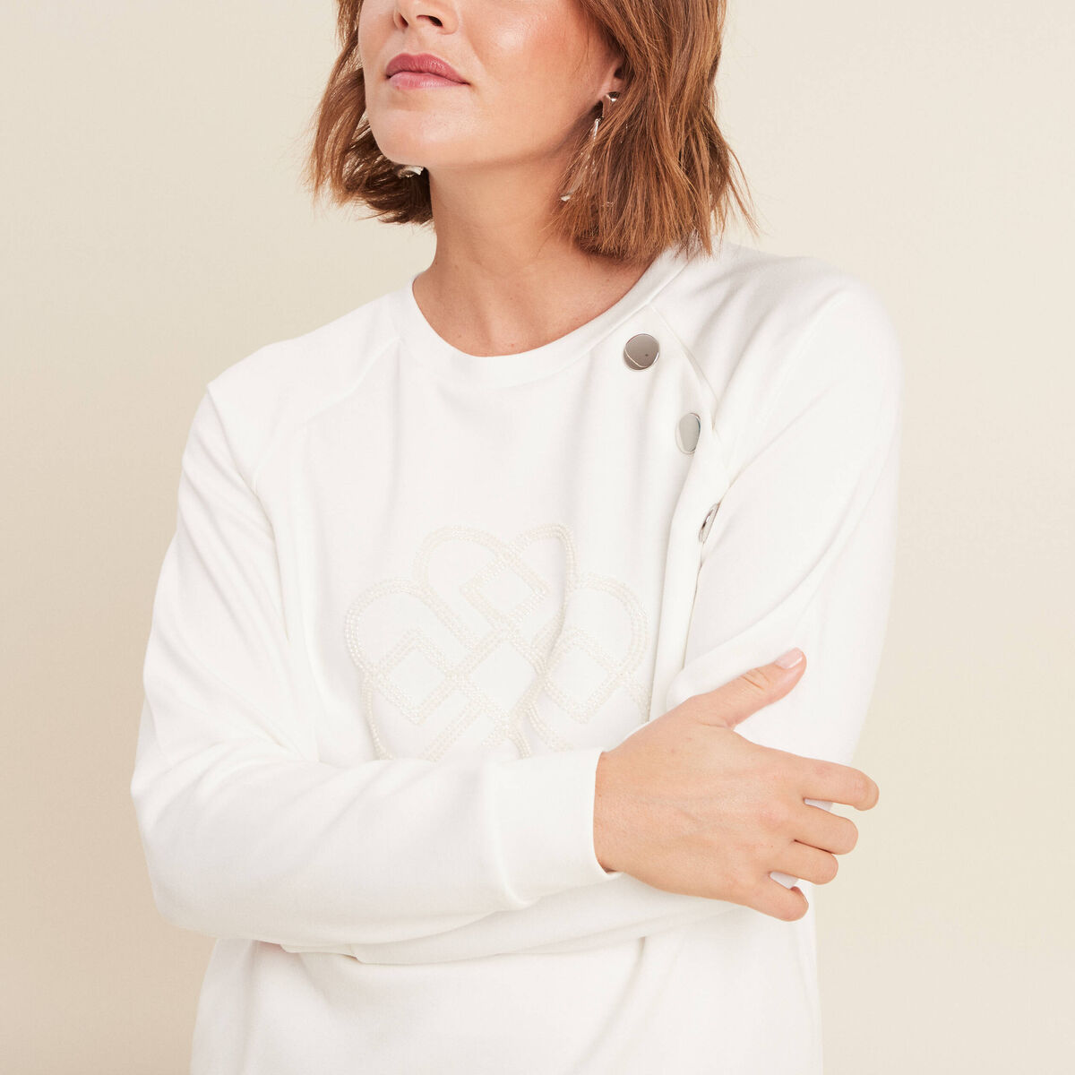 T-shirt manches longues ecru femme
